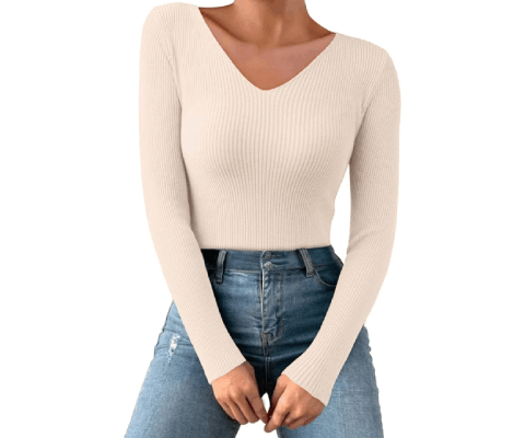 Damenpullover mit V-Ausschnitt, Langarm-Oberteile, leichte Freizeitpullover für Damen, modische Kleidung